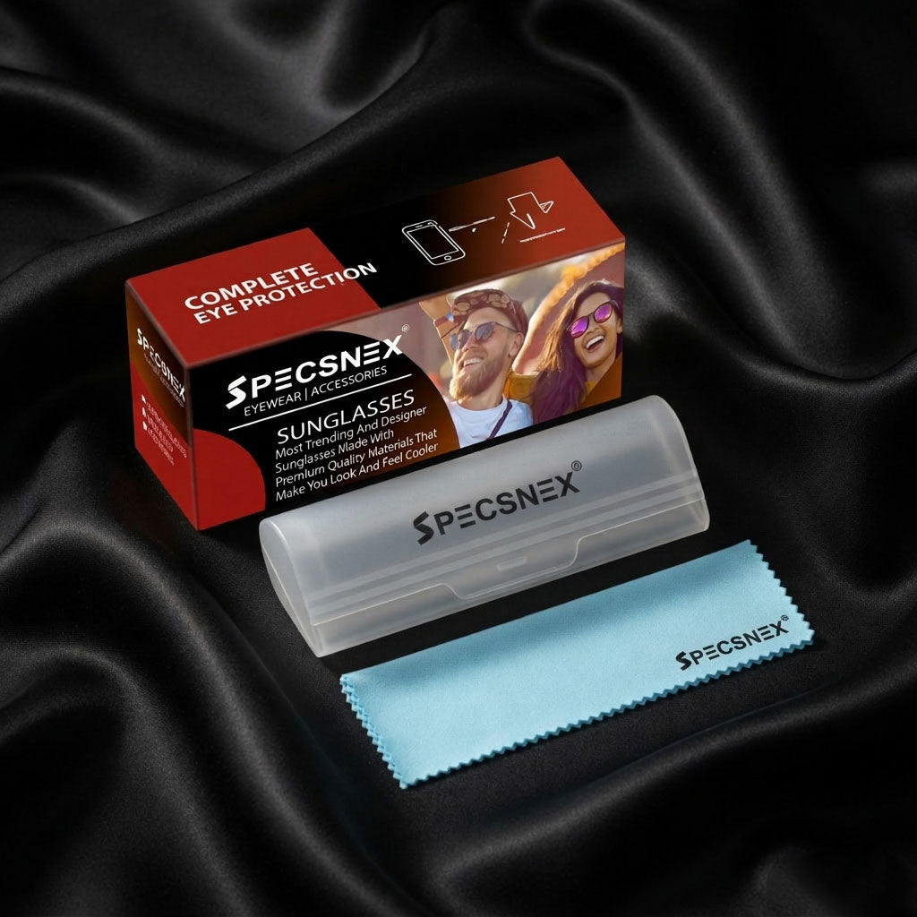 Specsnex x Robust | Glossy Round Sunglasses |Turquoise & Translucent Black TR90 Frame | 100% UV Protection