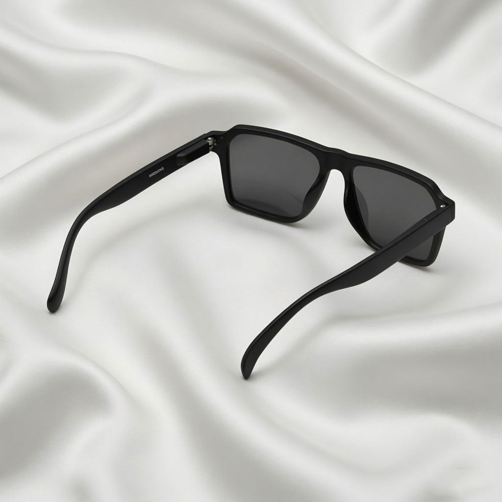 Specsnex x Vinto | Rectangle Sunglasses | Full Black Rubber Coated TR90 Frame | 100% UV Protection