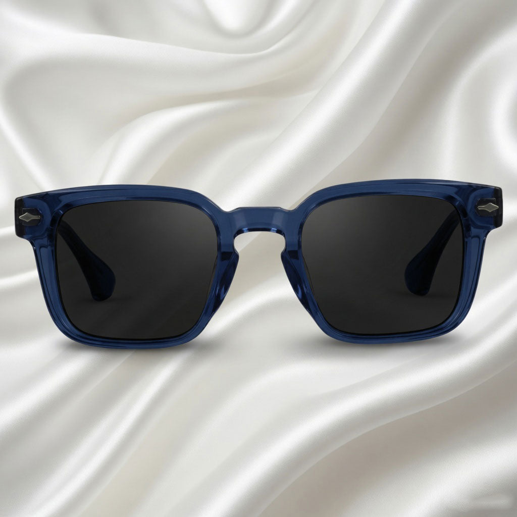 Specsnex x Thicker | Glossy Square Sunglasses | Navy Blue TR90 Frame | 100% UV Protection