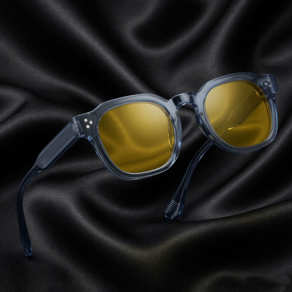 Specsnex x Robust | Glossy Round Sunglasses | Grey TR90 Frame | Night Vision 100% UV Lenses