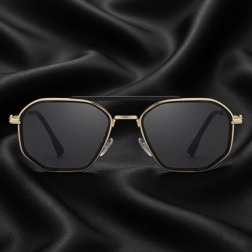 Specsnex x King | Square Sunglasses | Gold Metal Frame | 100% UV Protection
