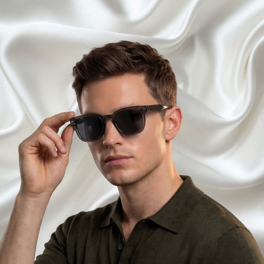 Specsnex x Thicker | Glossy Square Sunglasses | Dark Grey TR90 Frame | 100% UV Protection