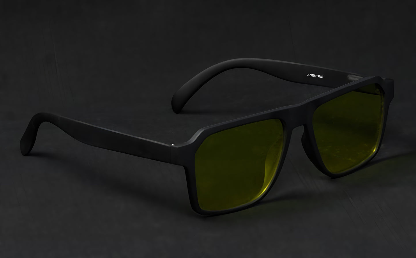 Specsnex x Vinto | Rectangle Sunglasses | Black Rubber Coated TR90 Frame | Night Vision 100% UV Lenses