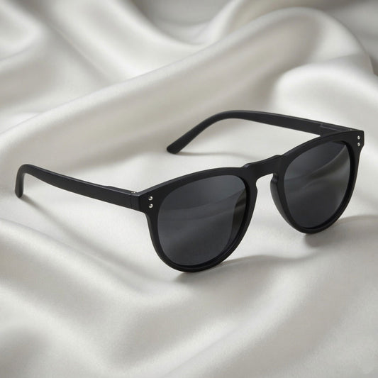 Specsnex x Oslo | Round Sunglasses | Full Black Rubber Coated TR90 Frame | 100% UV Protection