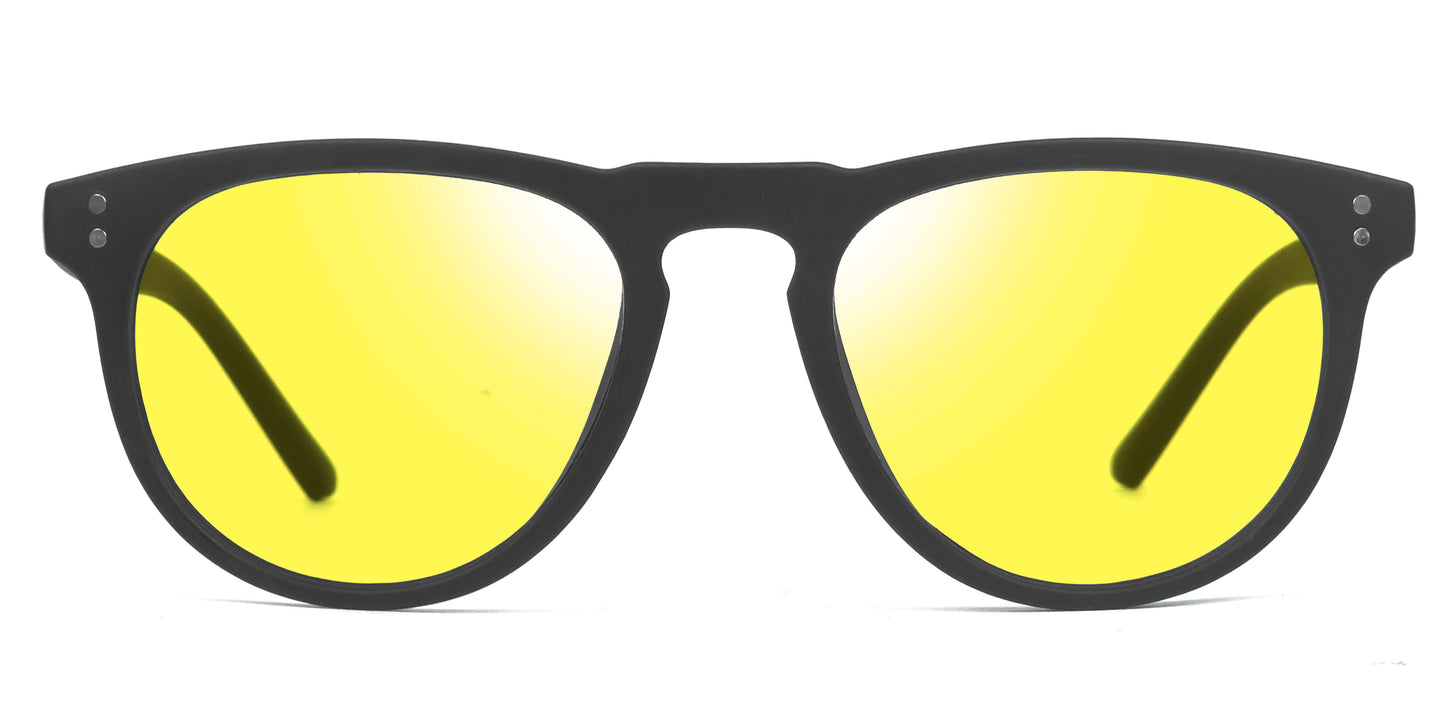 Specsnex x Oslo | Round Sunglasses | Black Rubber Coated TR90 Frame | Night Vision 100% UV Lenses