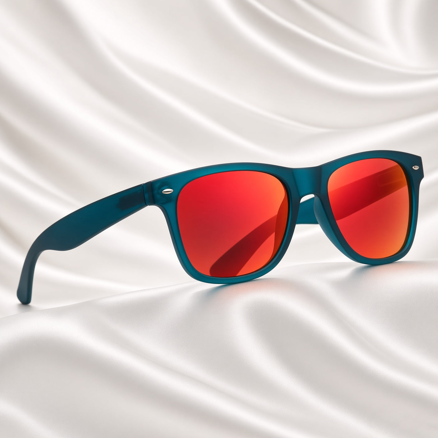 Specsnex x Legacy | Square Sunglasses | Teal Blue Rubber Coated TR90 Frame | Red Mirror 100% UV Lenses