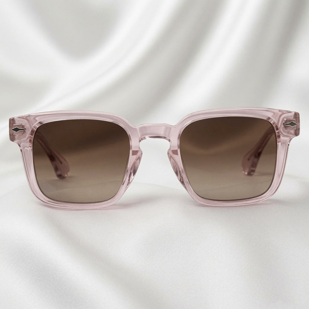 Specsnex x Thicker | Glossy Square Sunglasses | Light Pink TR90 Frame | Brown 100% UV Lenses