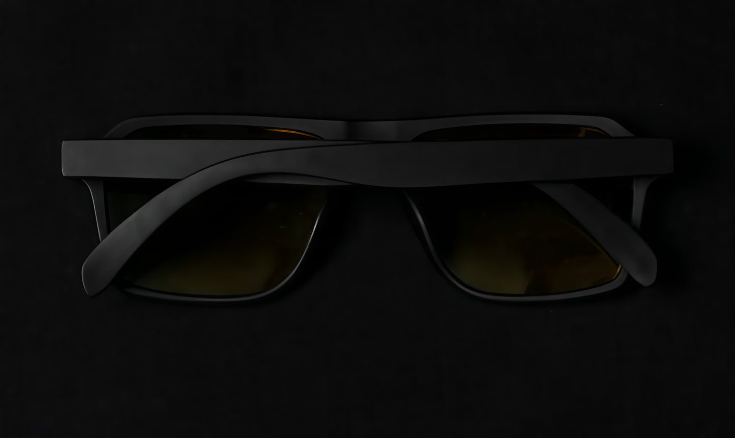 Specsnex x Vinto | Rectangle Sunglasses | Black Rubber Coated TR90 Frame | Night Vision 100% UV Lenses