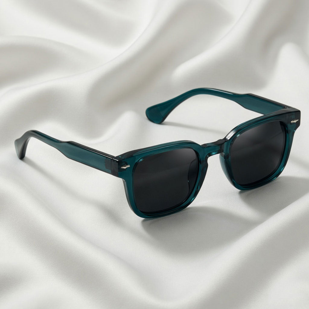 Specsnex x Thicker | Glossy Square Sunglasses | Dark Teal TR90 Frame | 100% UV Protection