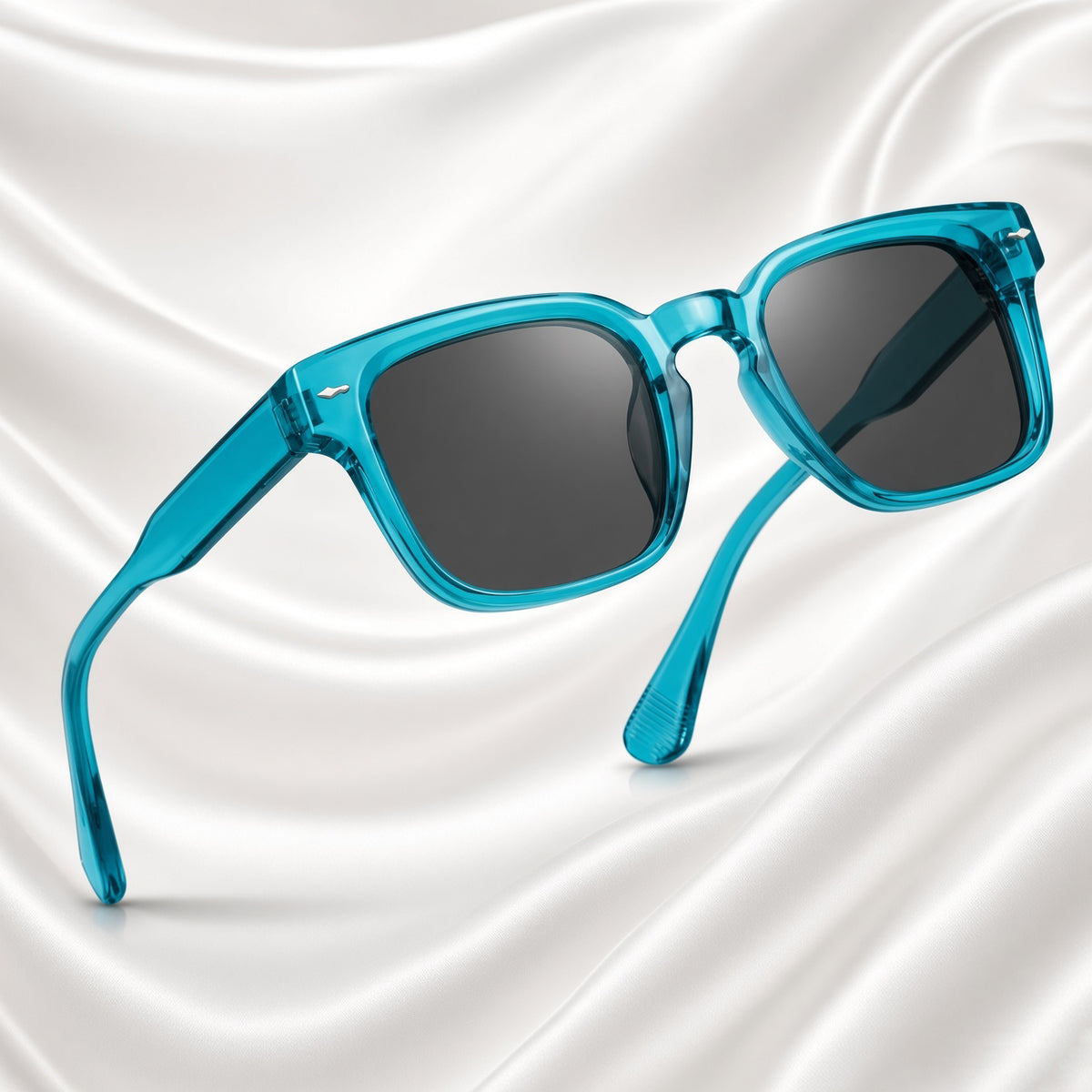 Specsnex x Thicker | Glossy Square Sunglasses | Turquoise Translucent TR90 Frame | 100% UV Protection