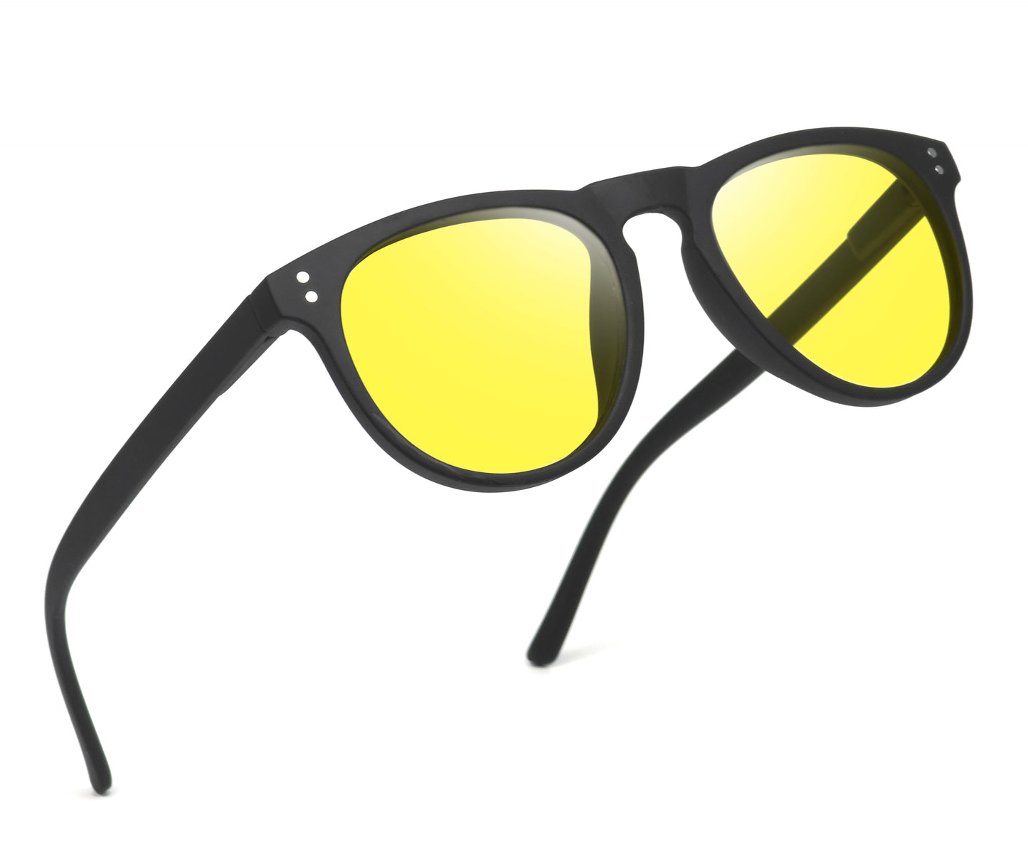 Specsnex x Oslo | Round Sunglasses | Black Rubber Coated TR90 Frame | Night Vision 100% UV Lenses