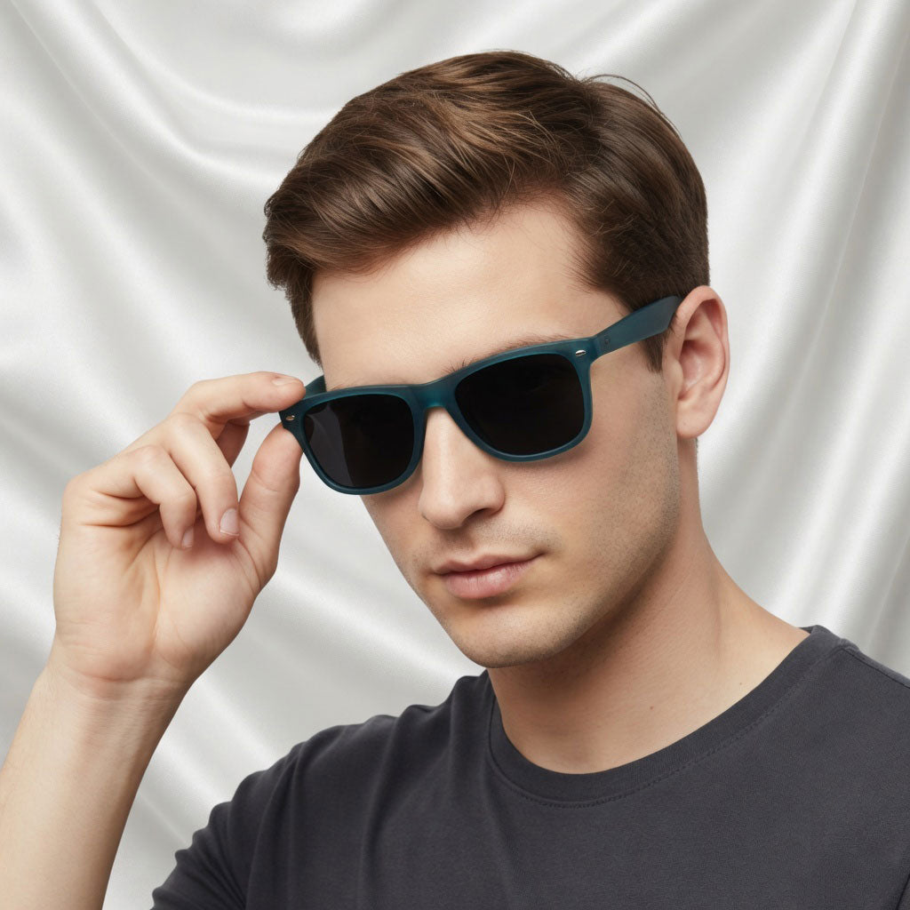 Specsnex x Legacy | Square Sunglasses | Translucent Dark Teal Rubber Coated TR90 Frame | 100% UV Protection