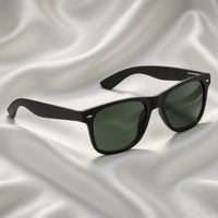 Specsnex x Legacy | Wayfarer Sunglasses | Black Rubber Coated TR90 Frame | Green 100% UV Lenses