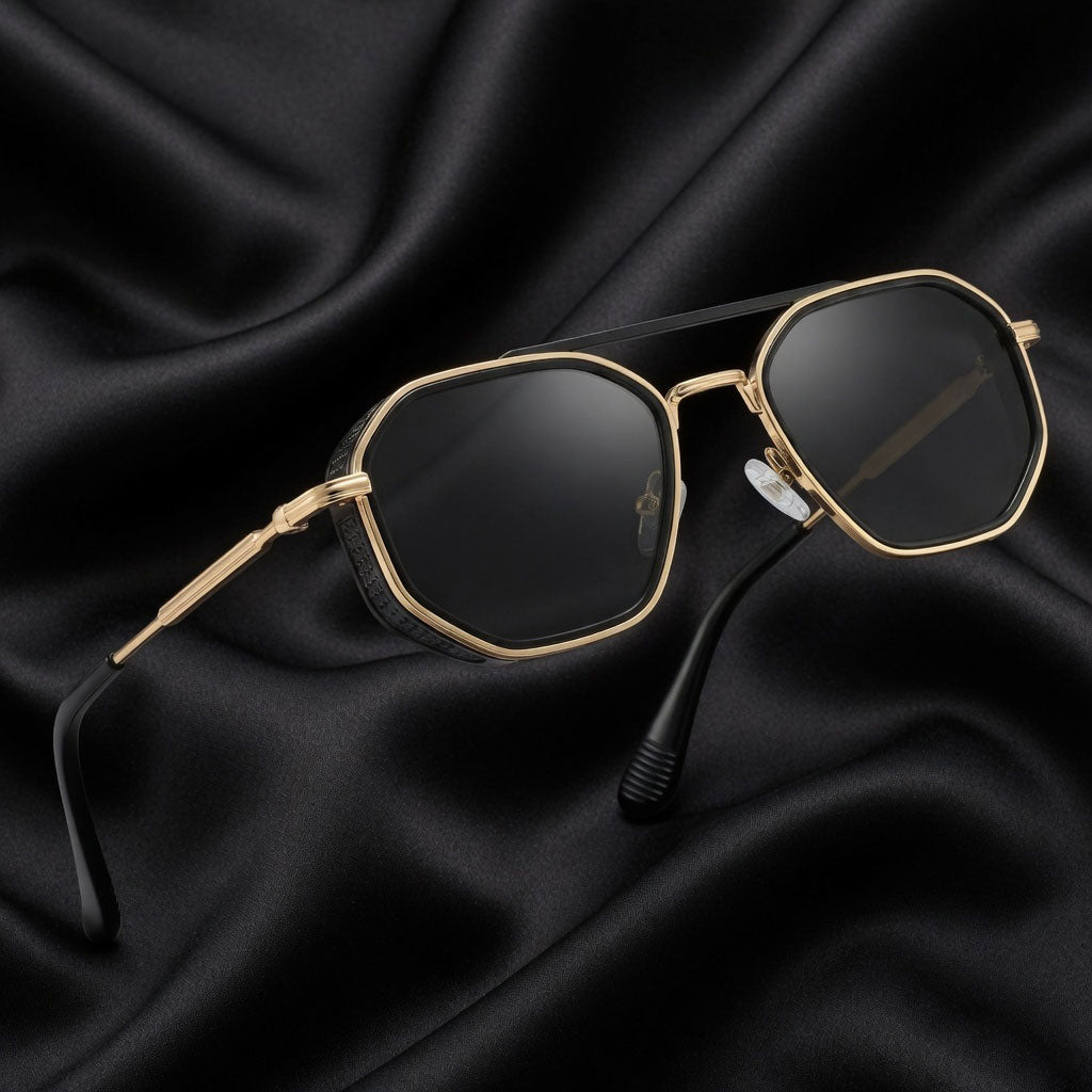 Specsnex x King | Square Sunglasses | Gold Metal Frame | 100% UV Protection
