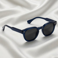 Specsnex x Robust | Glossy Round Sunglasses | Navy Blue TR90 Frame | 100% UV Protection