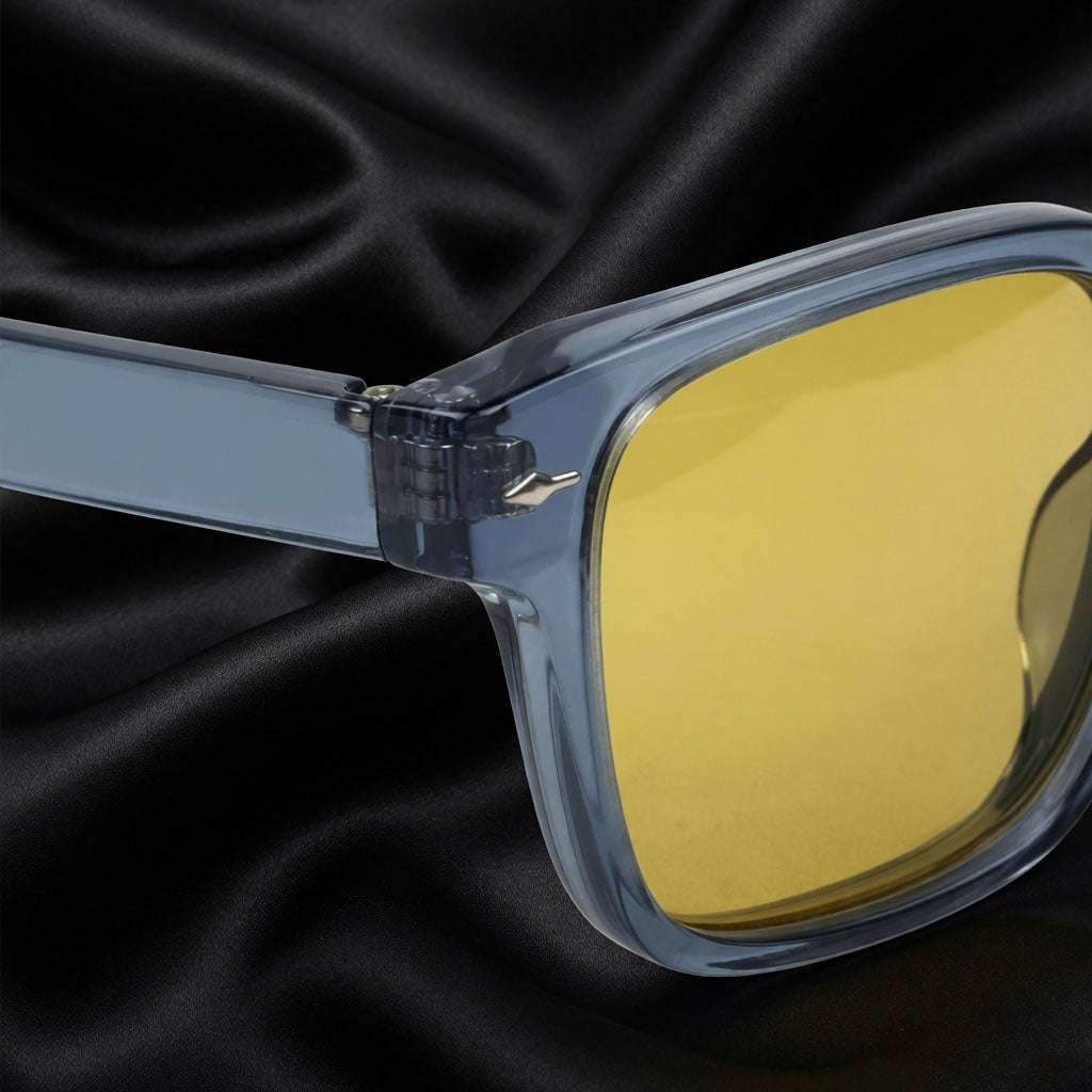 Specsnex x Thicker | Glossy Square Sunglasses | Grey TR90 Frame | Night Vision 100% UV Lenses