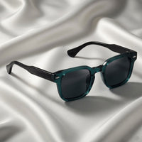 Specsnex x THICKER | Dark Teal Front And Translucent Black Square TR90 Glossy Frame With 100% UV Protected Black Lenses
