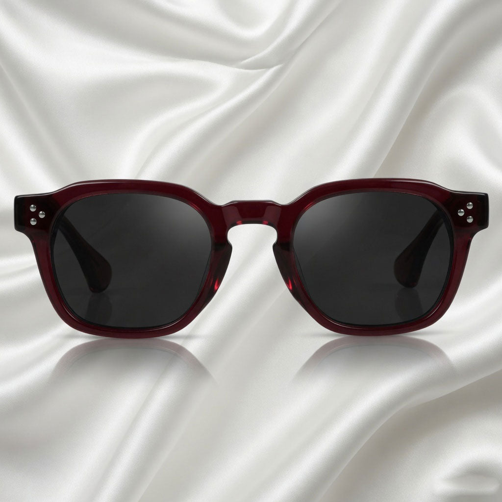 Specsnex x Robust | Glossy Round Sunglasses | Dark Maroon TR90 Frame | 100% UV Protection