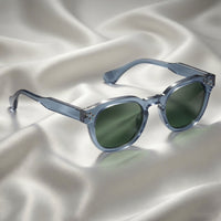 Specsnex x Robust | Glossy Round Sunglasses | Grey TR90 Frame | Green 100% UV Lenses