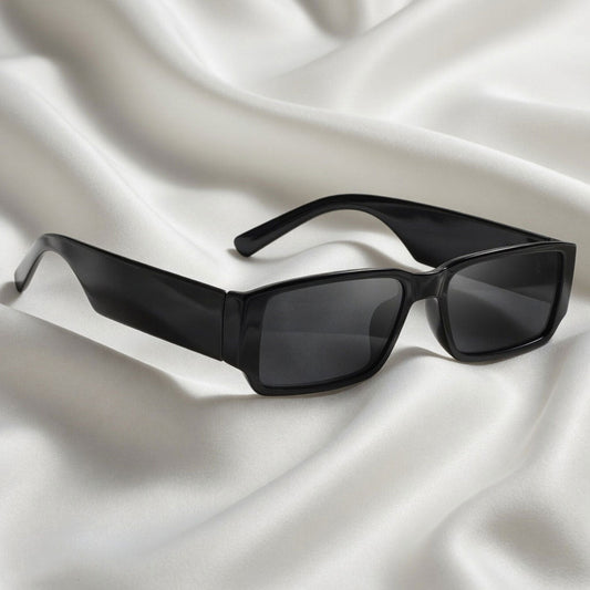 Specsnex x Contour | Rectangular Sunglasses | Full Black Glossy TR90 Frame | 100% UV Protection
