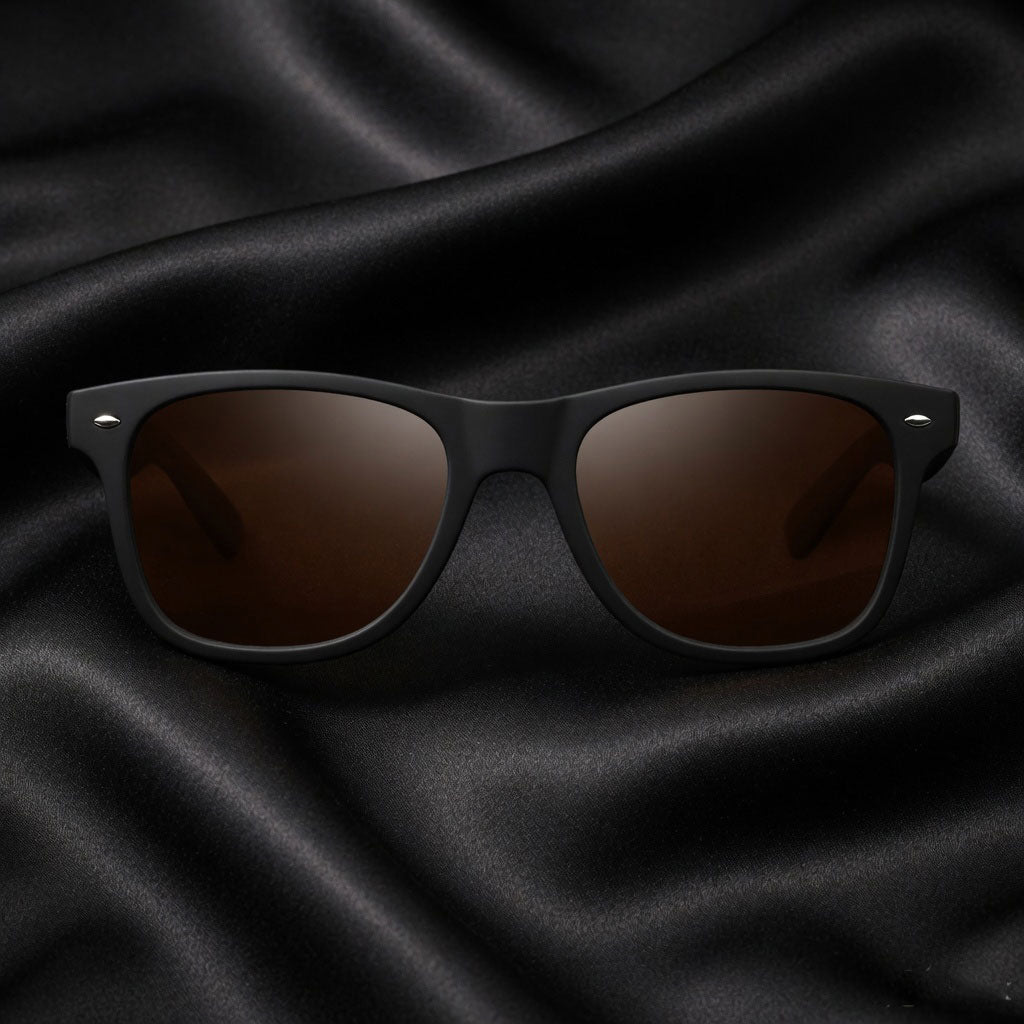 Specsnex x Legacy | Wayfarer Sunglasses | Black Rubber Coated TR90 Frame | Brown 100% UV Lenses