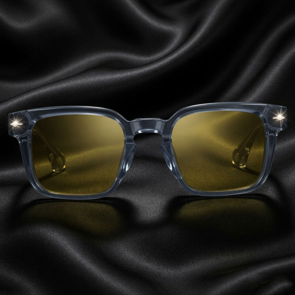 Specsnex x Thicker | Glossy Square Sunglasses | Grey TR90 Frame | Night Vision 100% UV Lenses