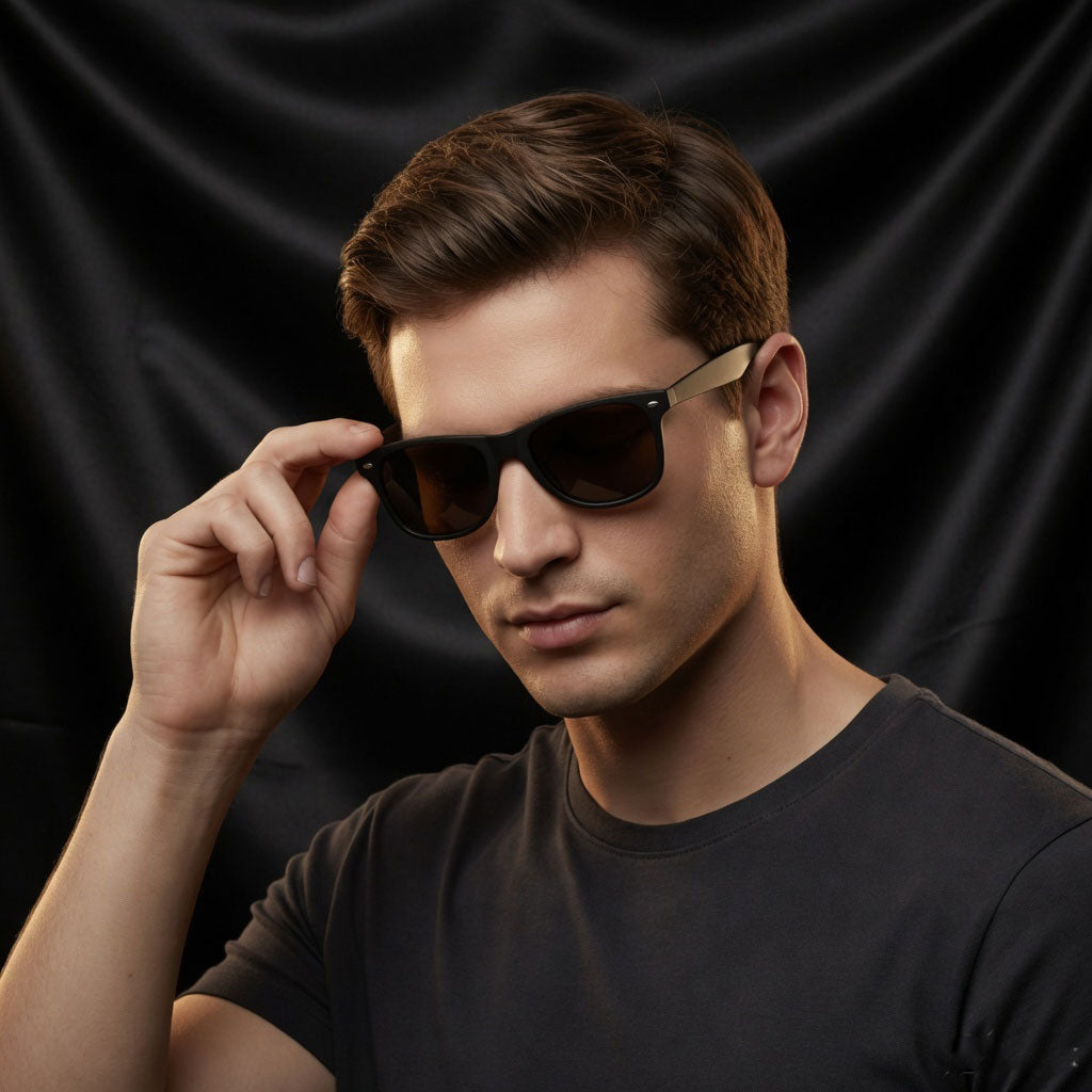 Specsnex x Legacy | Wayfarer Sunglasses | Black Rubber Coated TR90 Frame | Brown 100% UV Lenses