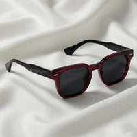 Specsnex x Thicker | Glossy Square Sunglasses | Dark Maroon & Translucent Black TR90 Frame | 100% UV Protection