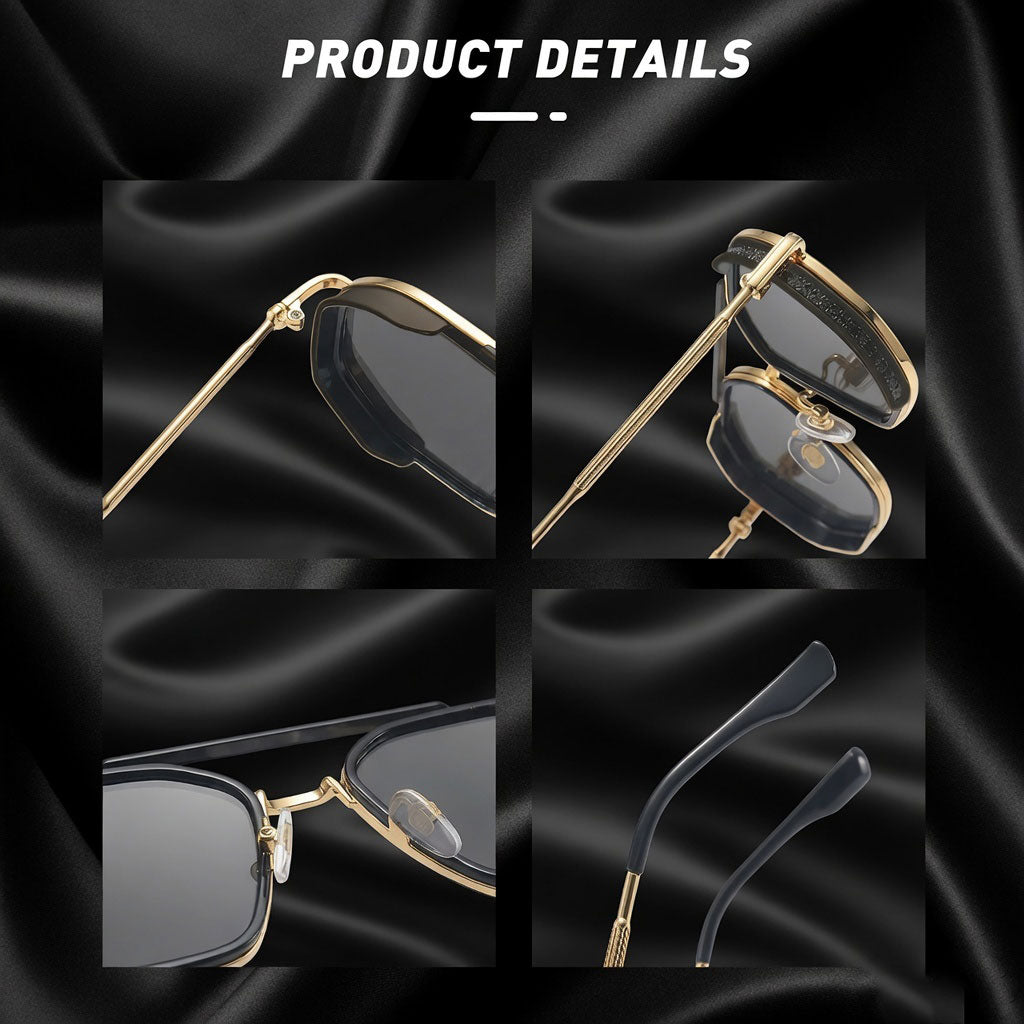 Specsnex x King | Square Sunglasses | Gold Metal Frame | 100% UV Protection