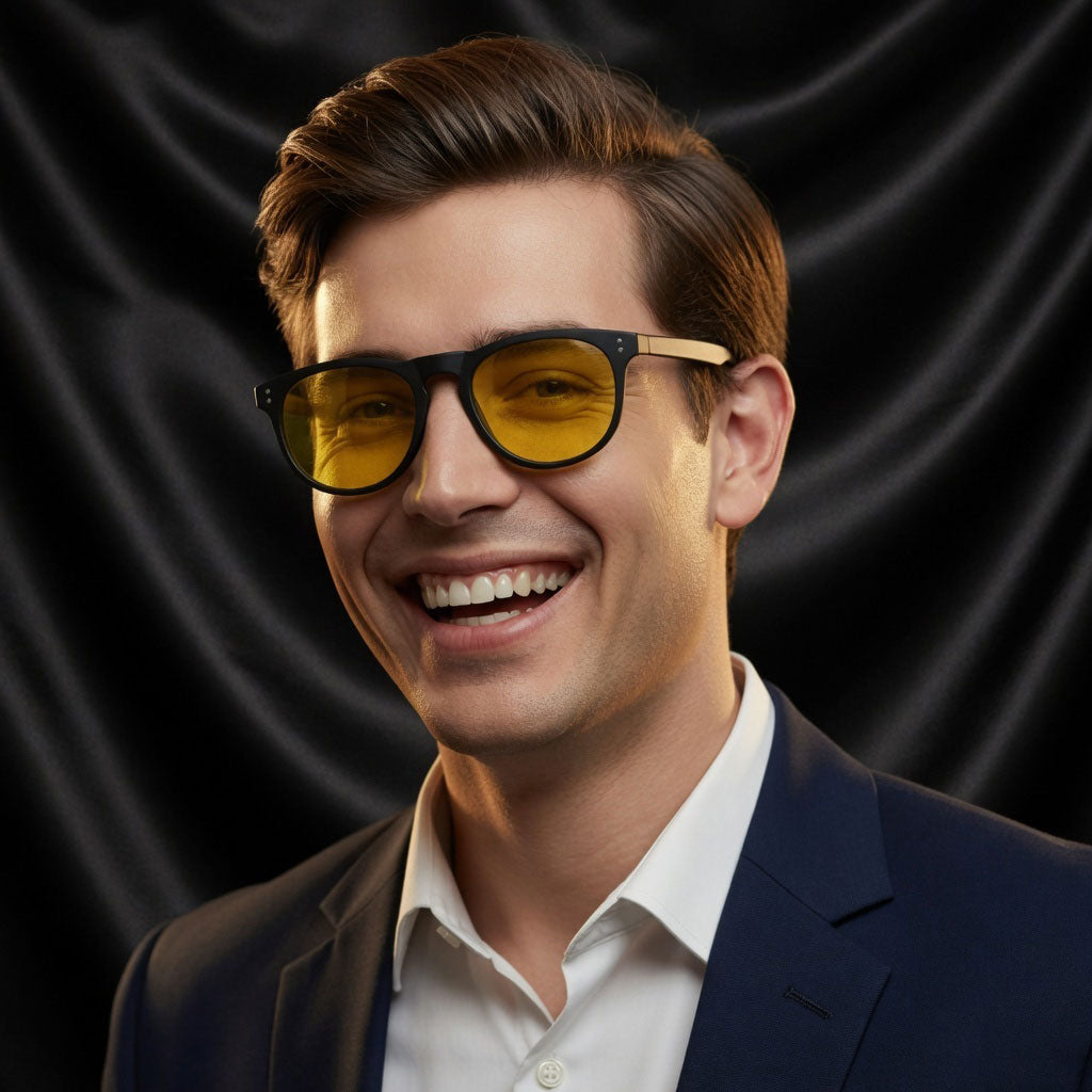 Specsnex x Oslo | Round Sunglasses | Black Rubber Coated TR90 Frame | Night Vision 100% UV Lenses