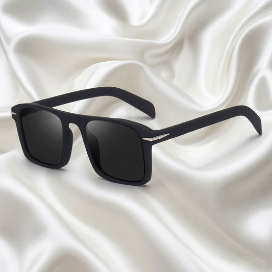 Specsnex x Vanguard | Square Sunglasses | Black Rubber Coated TR90 Frame | 100% UV Protection