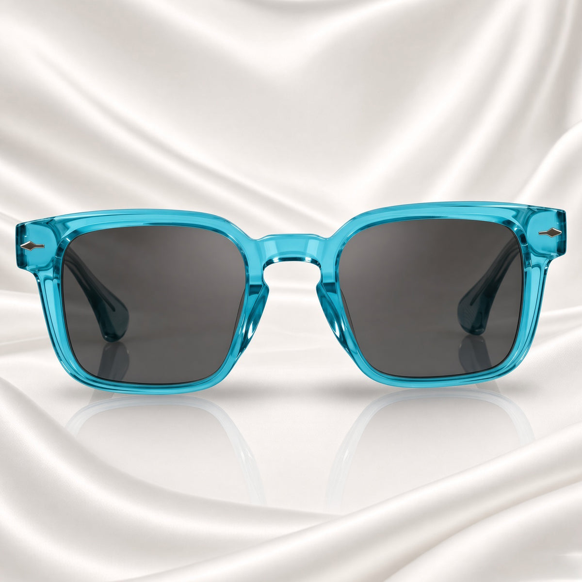 Specsnex x Thicker | Glossy Square Sunglasses | Turquoise Translucent TR90 Frame | 100% UV Protection