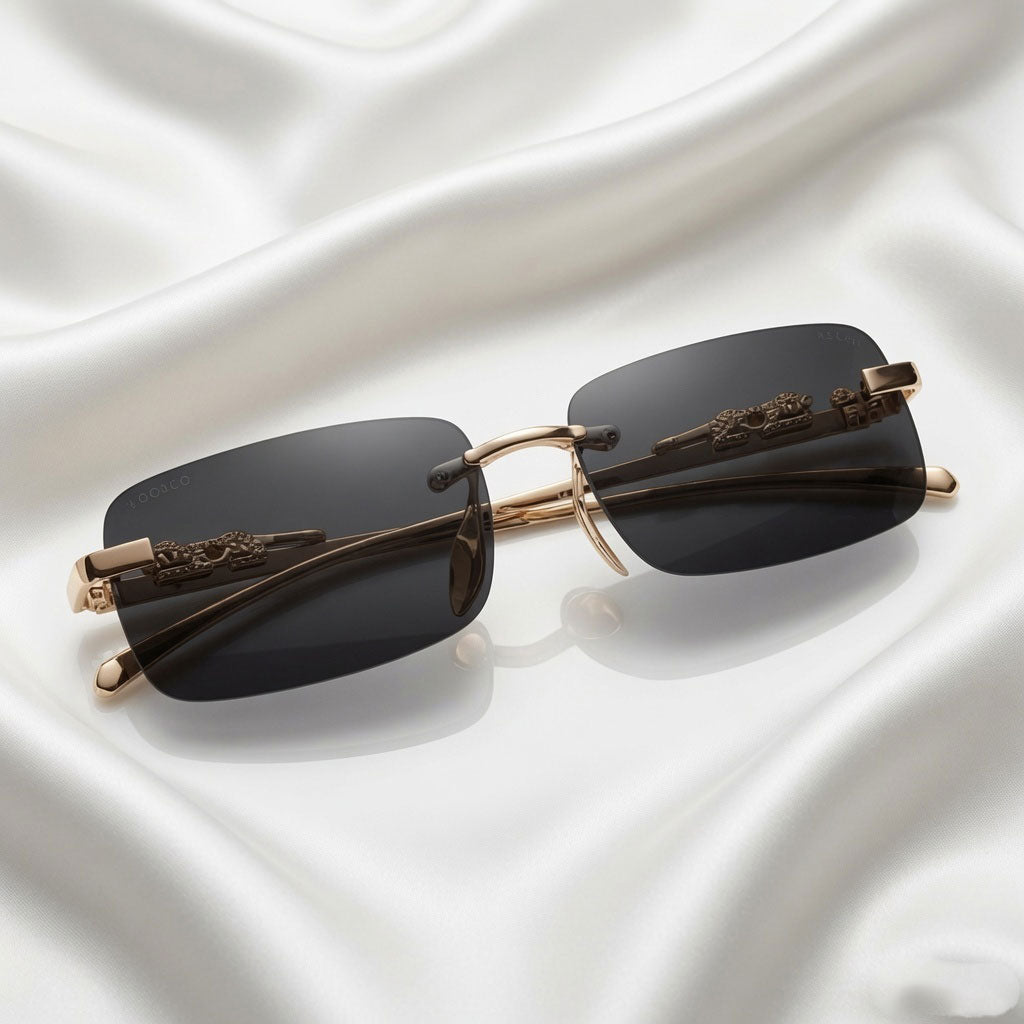 Specsnex x Vertex | Rimless Metal Sunglasses | Black Lenses | 100% UV Protection