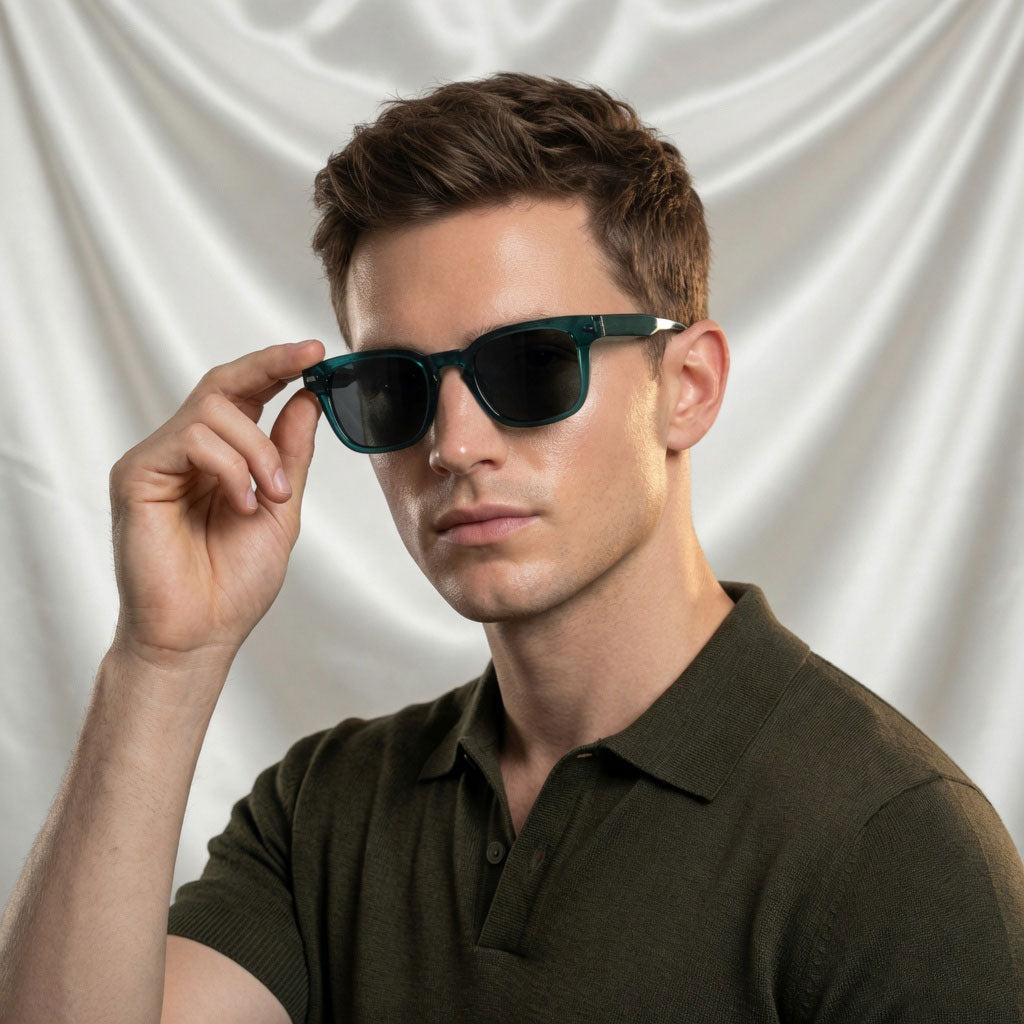 Specsnex x Thicker | Glossy Square Sunglasses | Dark Teal TR90 Frame | 100% UV Protection