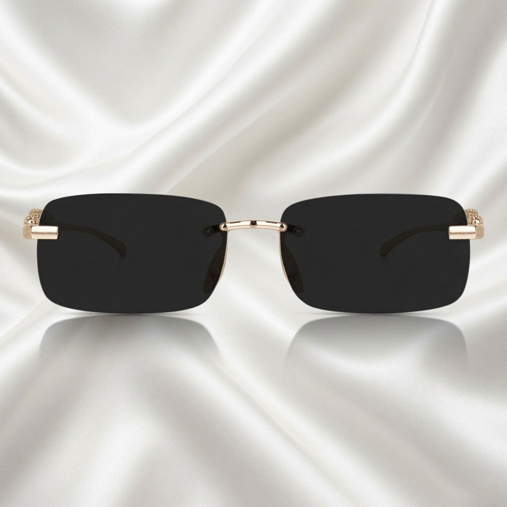 Specsnex x Vertex | Rimless Metal Sunglasses | Black Lenses | 100% UV Protection