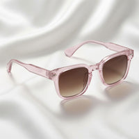 Specsnex x Thicker | Glossy Square Sunglasses | Light Pink TR90 Frame | Brown 100% UV Lenses