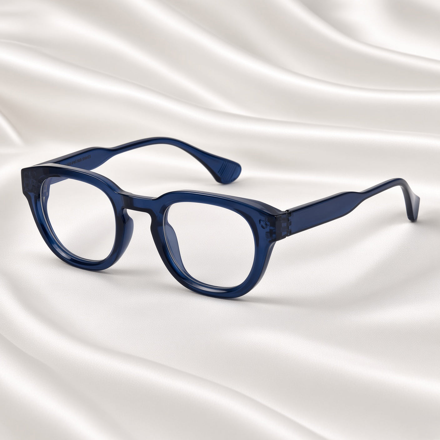 Specsnex x NOVA| Glossy Round Glasses | NAVY TR90 Frame | Clear 100% UV Lenses