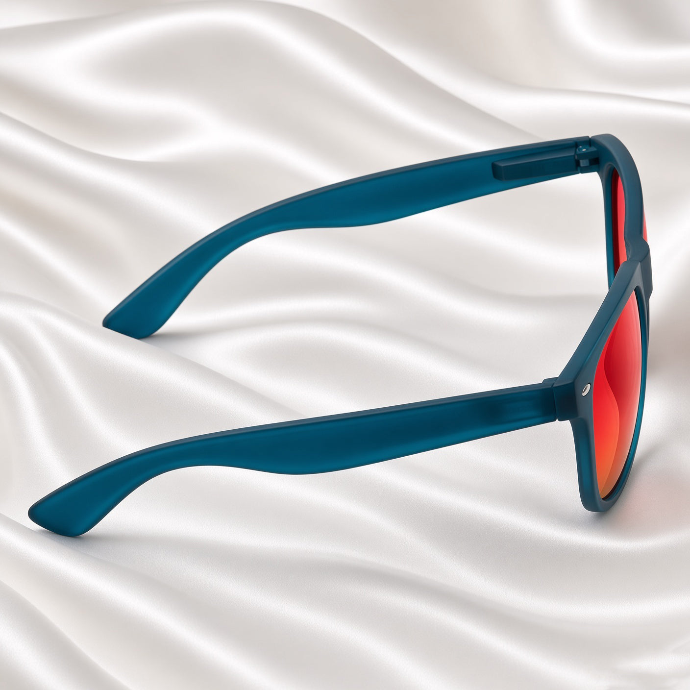 Specsnex x Legacy | Square Sunglasses | Teal Blue Rubber Coated TR90 Frame | Red Mirror 100% UV Lenses