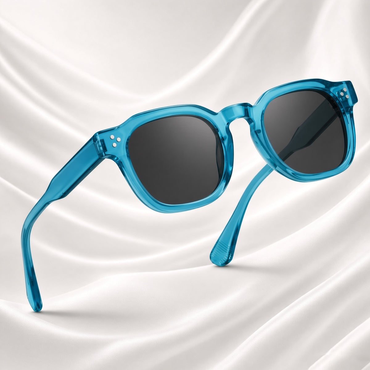Specsnex x Robust | Glossy Round Sunglasses |Turquoise Translucent TR90 Frame | 100% UV Protection