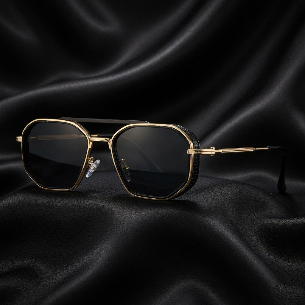 Specsnex x King | Square Sunglasses | Gold Metal Frame | 100% UV Protection