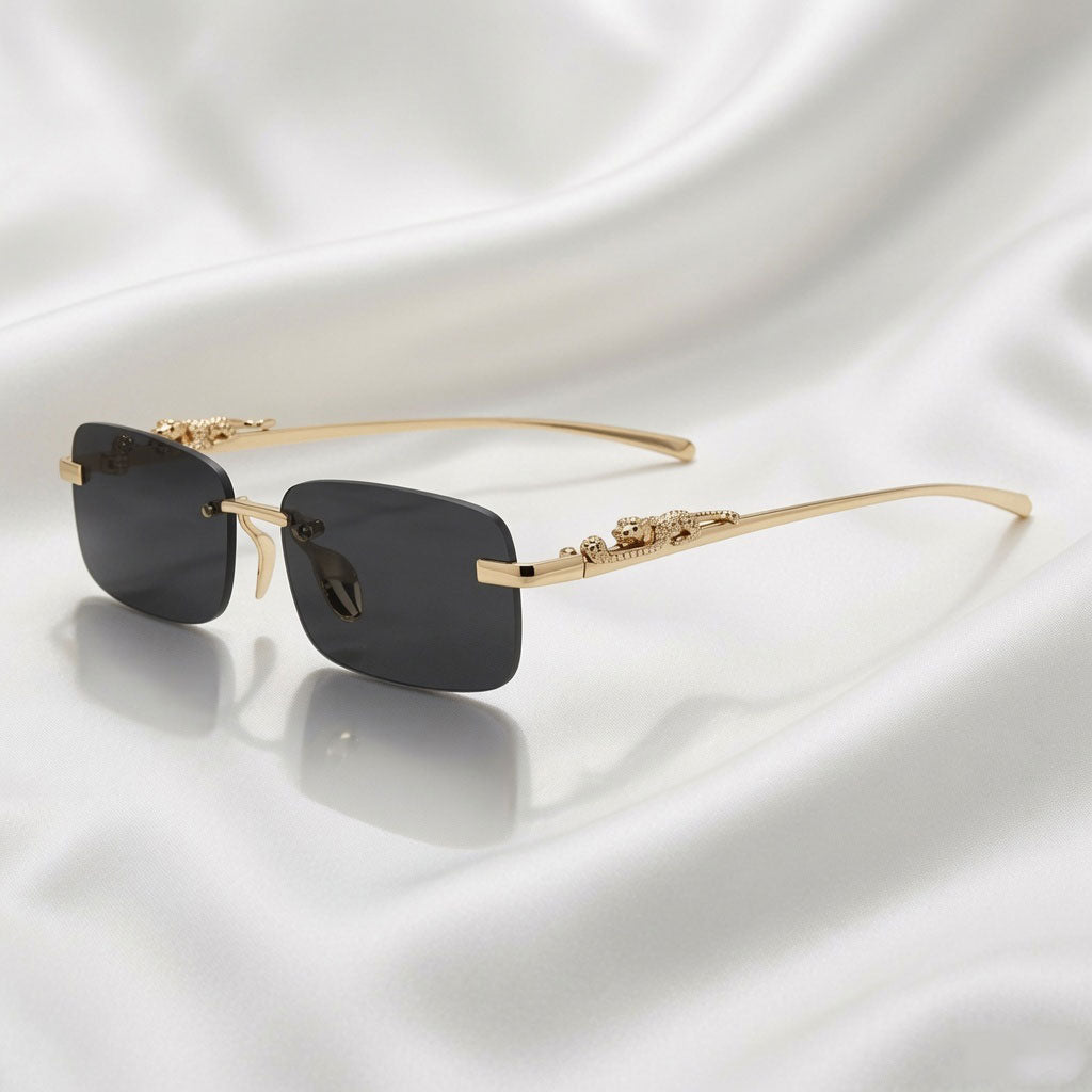 Specsnex x Vertex | Rimless Metal Sunglasses | Black Lenses | 100% UV Protection