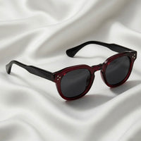 Specsnex x Robust | Glossy Round Sunglasses | Dark Maroon & Translucent Black TR90 Frame | 100% UV Protection