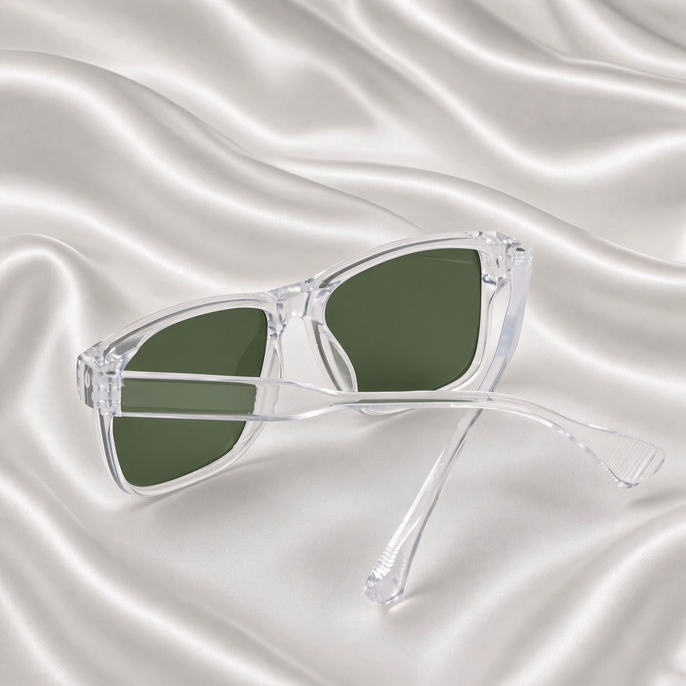 Specsnex x FLASH| Glossy Square Sunglasses | Transparent TR90 Frame | Green 100% UV Lenses