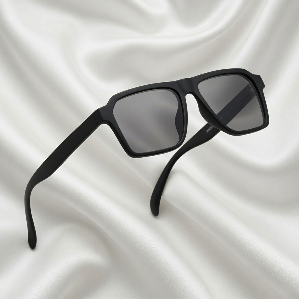 Specsnex x Vinto | Rectangle Sunglasses | Full Black Rubber Coated TR90 Frame | 100% UV Protection