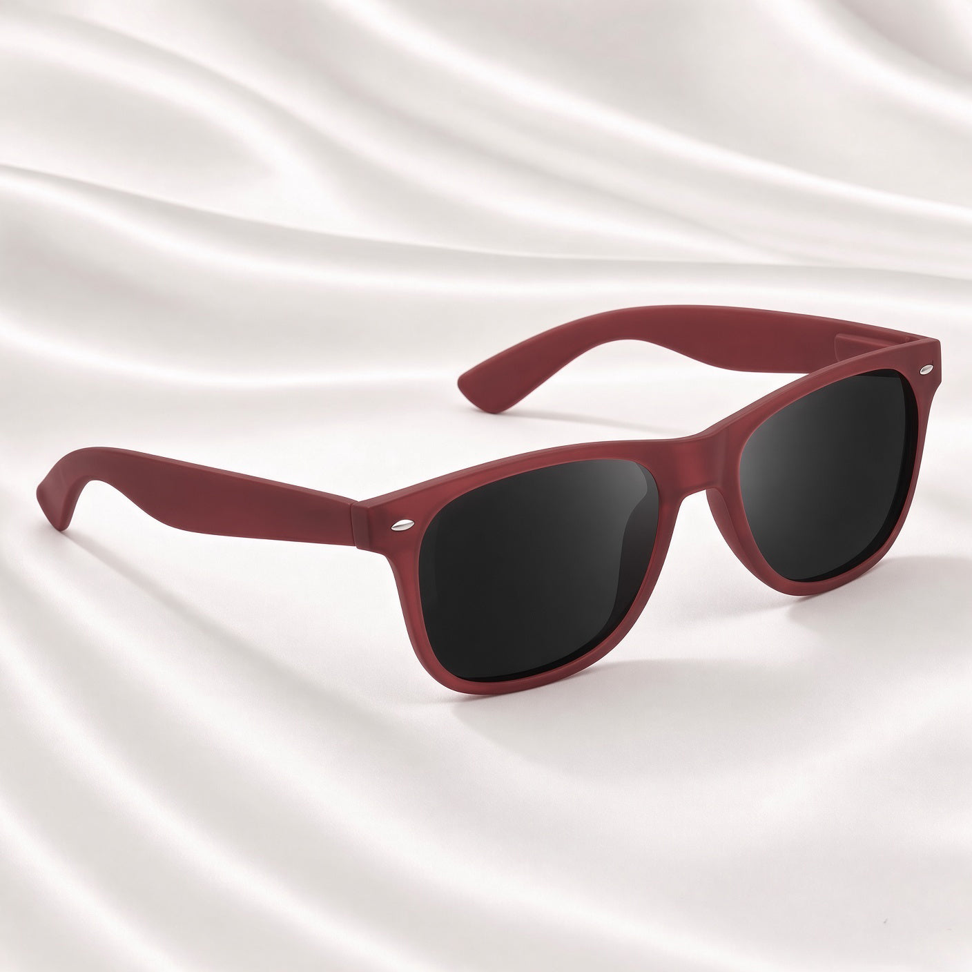 Specsnex x Legacy | Square Sunglasses | Translucent Maroon Rubber Coated TR90 Frame | 100% UV Protection