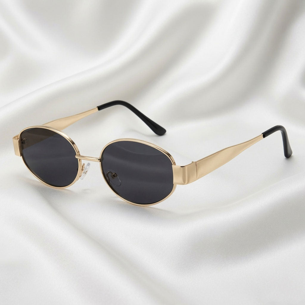 Specsnex x Rox | Round Metal Sunglasses | Black Lenses | 100% UV Protection