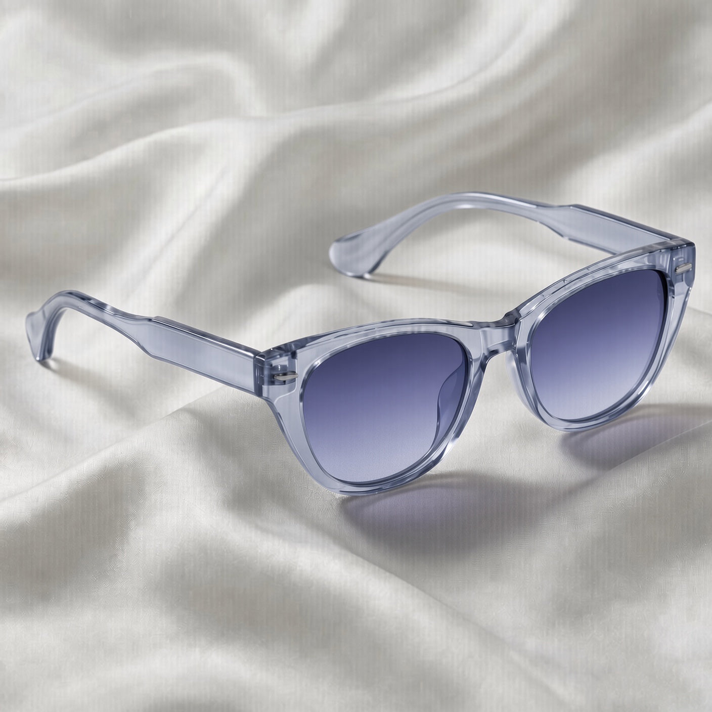 Specsnex x Lumina | Cat-Eye Sunglasses | Translucent Grayish BLue TR90 Frame | Blue Gradient 100% UV Lenses