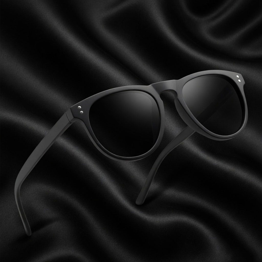 Specsnex x Oslo | Round Sunglasses | Full Black Rubber Coated TR90 Frame | 100% UV Protection