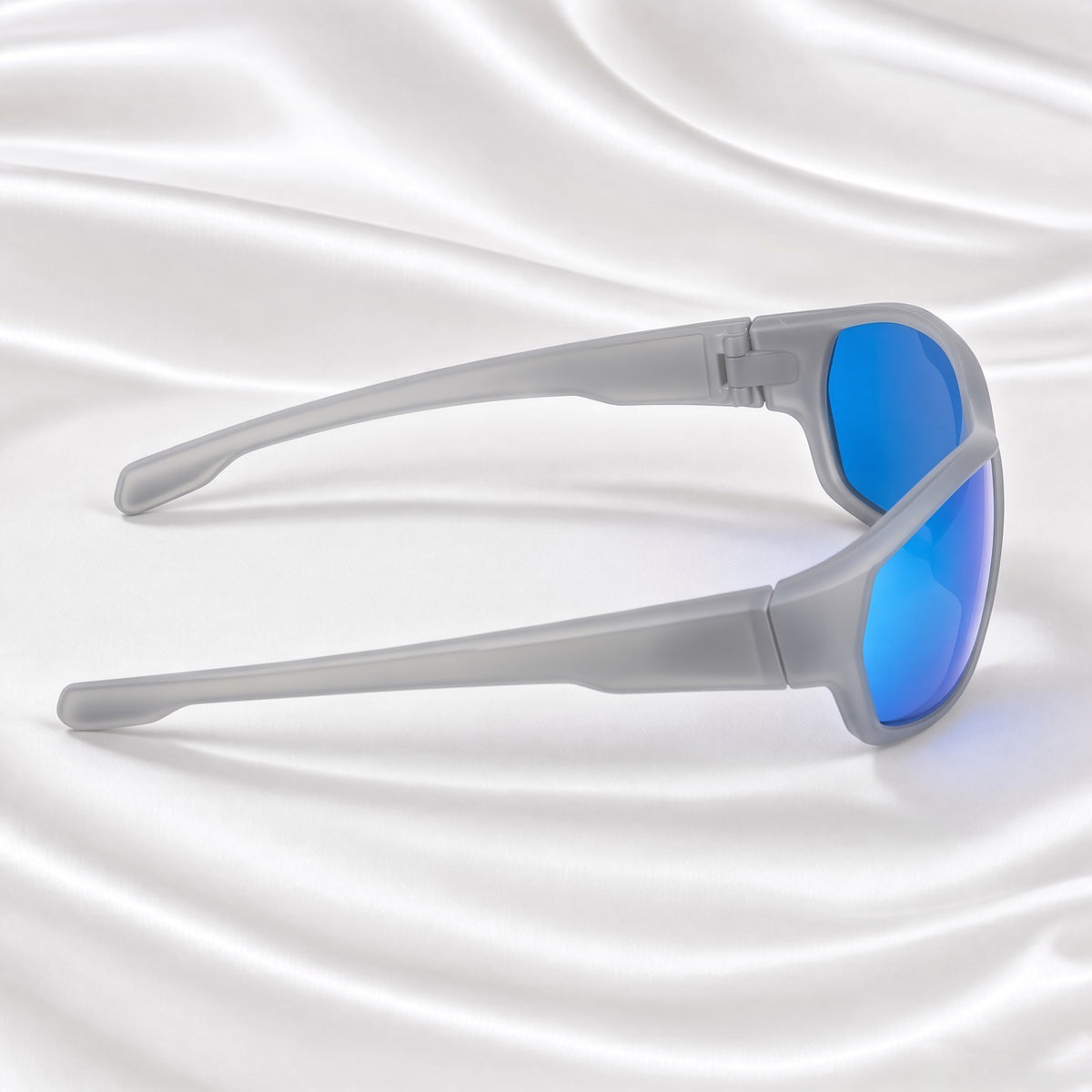 Specsnex x CHASING | Wrap Around Sports Sunglasses | GREY Rubber Coated TR90 Frame | Blue Mirror 100% UV Lenses