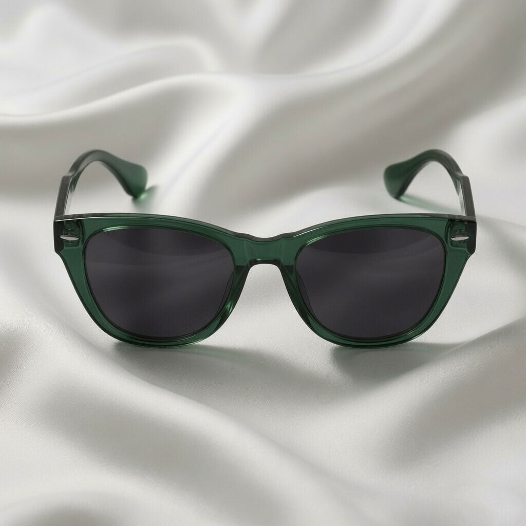Specsnex x Lumina | Cat-Eye Sunglasses | Translucent Dark Green TR90 Frame | Brown 100% UV Lenses